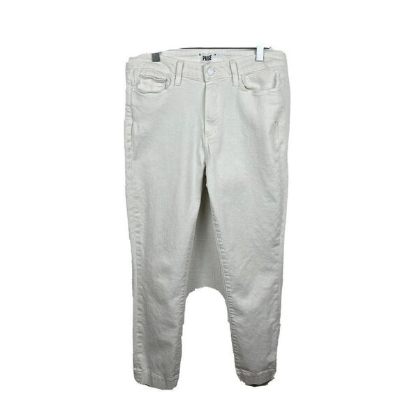 Paige Jeans 30 Womens White Denim Stretch Hoxton Ankle Skinny Mid Rise - Picture 1 of 8